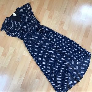 Japna Navy & White Polka Dot Hi/Low Dress